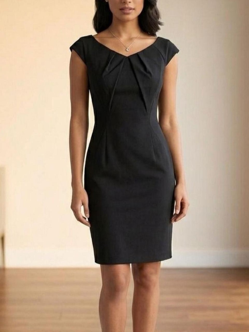 Mossimo Supply Co. Black Cap-Sleeve Sheath Midi Dress